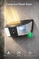Cámara Solar Exterior 2K con Luz LED, Batería 5200 mAh y Detección PIR
