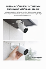 Cámara de Vigilancia Exterior 2K IP66 con Luz LED, Detección Humana y Visión Nocturna en Color