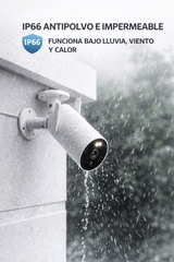 Cámara de Vigilancia Exterior 2K IP66 con Luz LED, Detección Humana y Visión Nocturna en Color