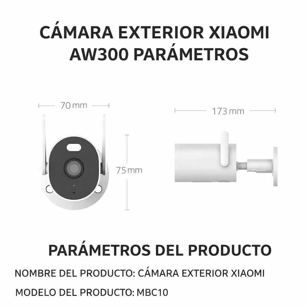 Cámara de Vigilancia Exterior 2K IP66 con Luz LED, Detección Humana y Visión Nocturna en Color